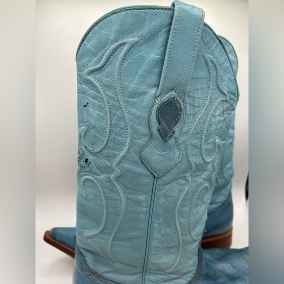 Vintage Los Altos Eel Skin Cowboy Boots Men’s Size 10.5 Blue Western Leather - Picture 6 of 17